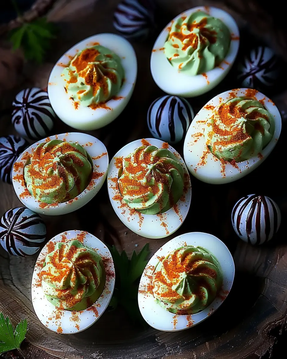 Halloween Swamp Eggs: Easy Crackled Deviled Eggs Recipe