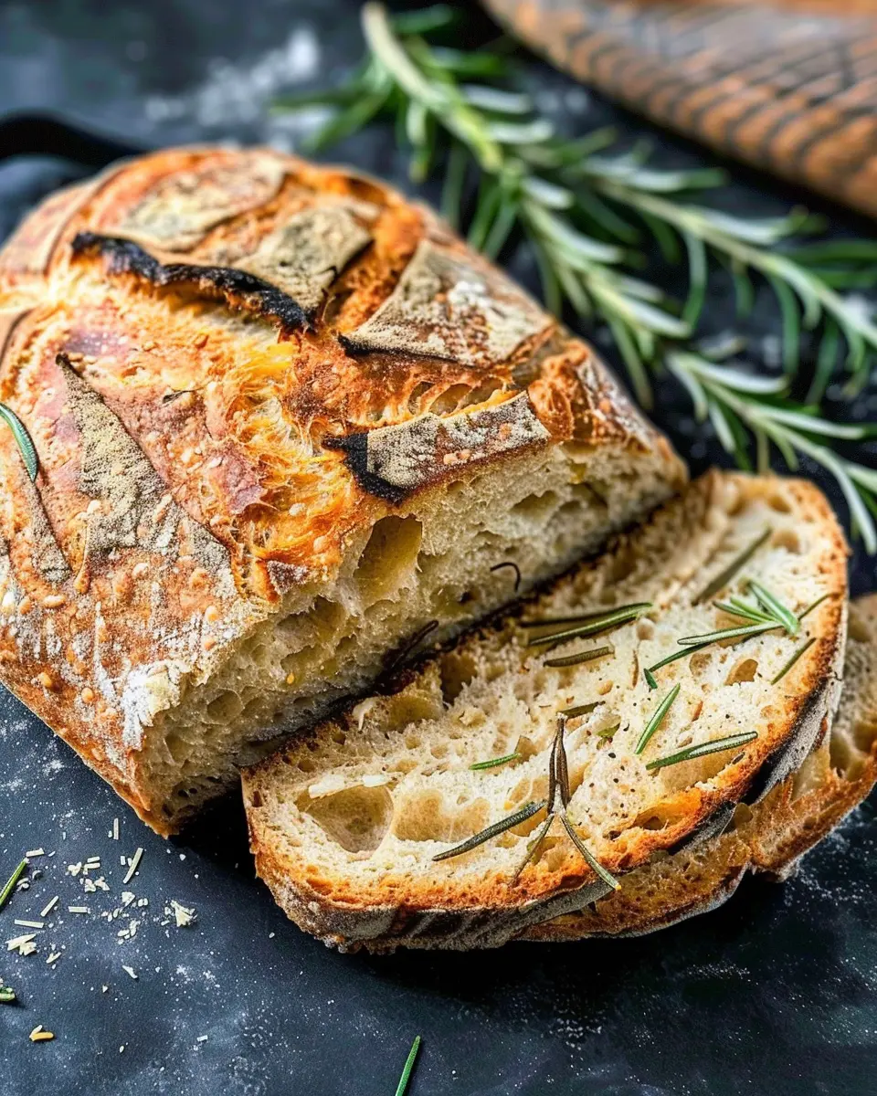 Dutch Oven Rosemary Parmesan Bread: Easy No Knead Delight