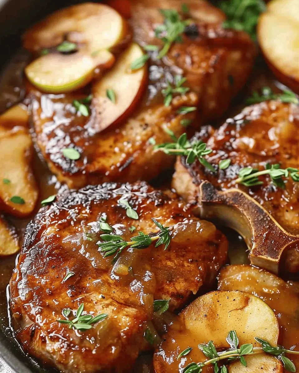 Juicy Apple Butter Pork Chops with Turkey Bacon Delight