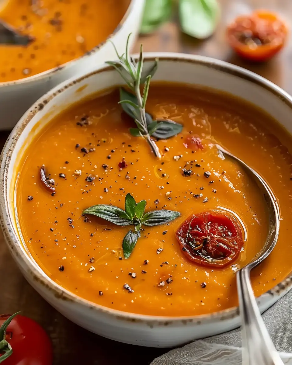 Best Creamy Roasted Garlic Tomato Soup with Turkey Bacon Delight