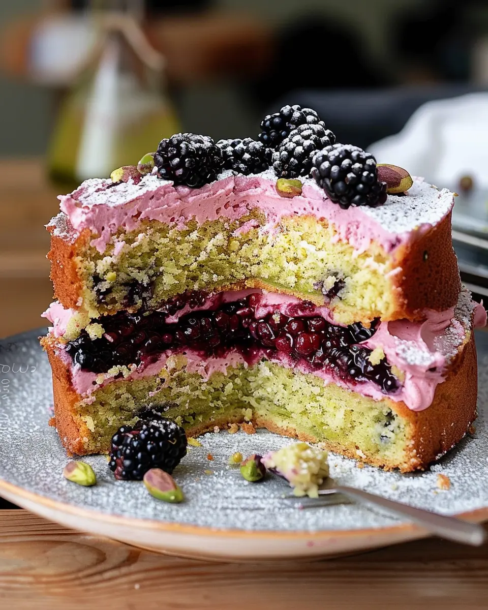 Pistachio and Blackberry Olive Oil Cake: An Indulgent Delight