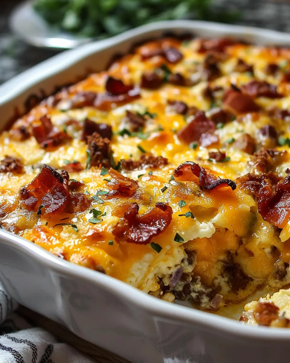 Crack Breakfast Casserole: Easy Turkey Bacon &amp; Chicken Ham Delight