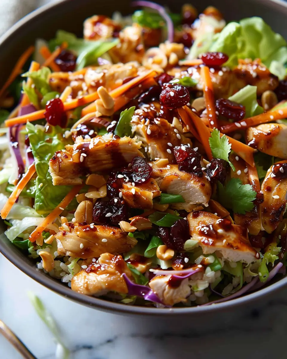 Asian Chicken Cranberry Salad: End Sad Lunch in 15 Min with Turkey Bacon