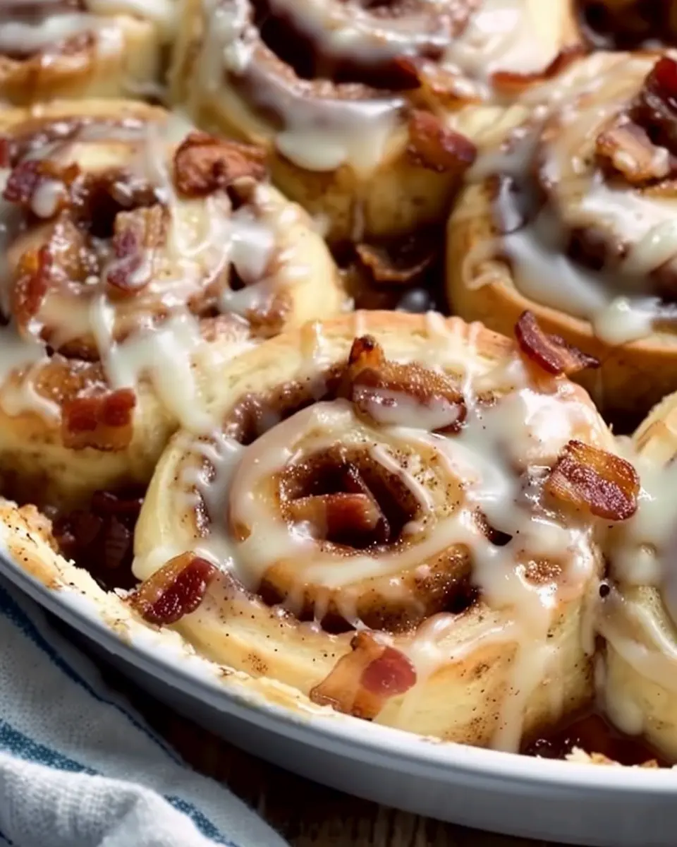 Bourbon Maple Turkey Bacon Cinnamon Rolls for a Cozy Brunch