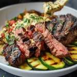 Grilled Steak Bowl with Sauce & Grilled Zucchini
