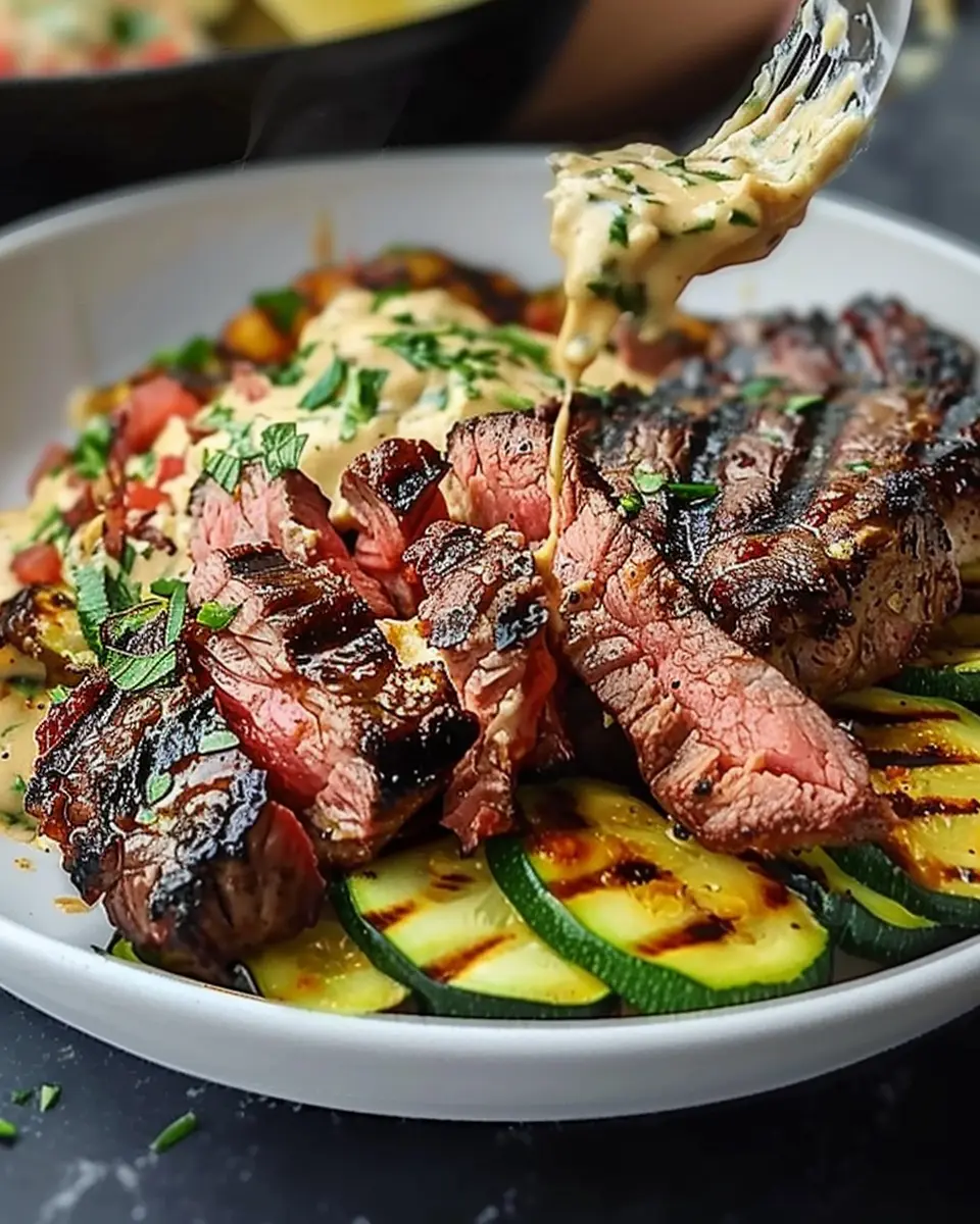 Grilled Steak Bowl with Sauce: A Juicy Twist with Grilled Zucchini