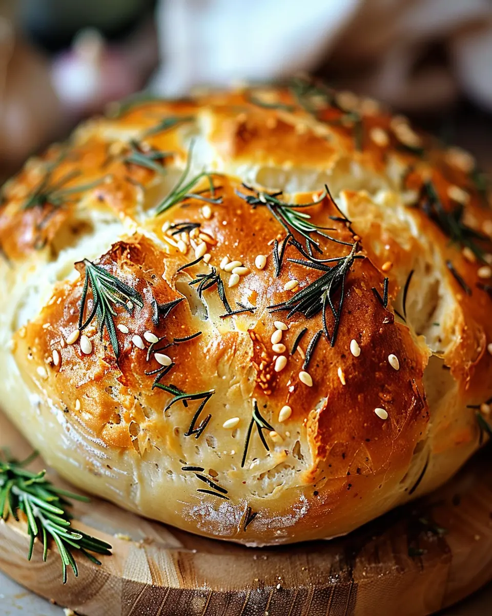 Easy Roasted Garlic Rosemary Artisan Bread: The Best Homemade Loaf