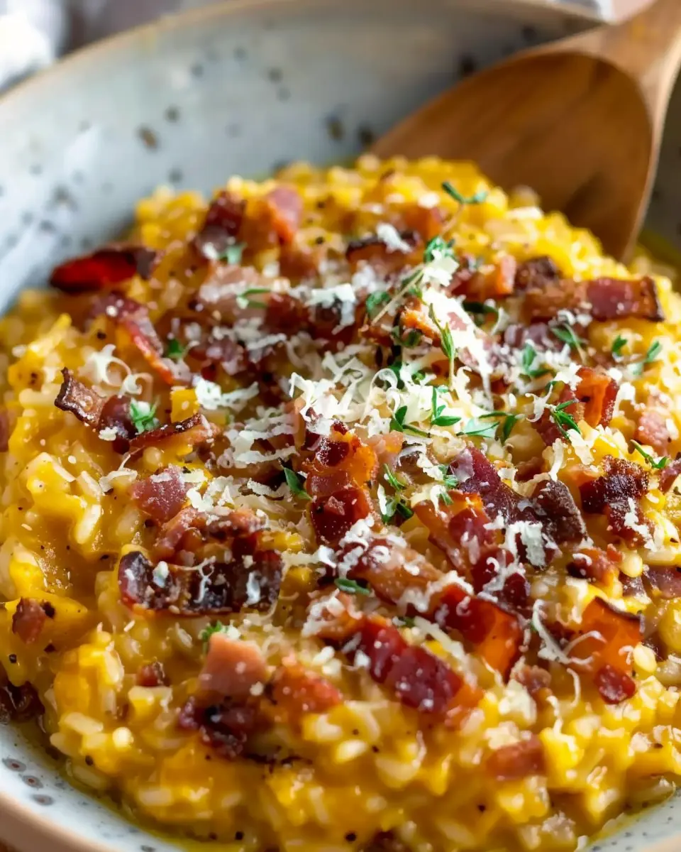 Pumpkin Risotto with Bacon &amp; Parmesan: A Cozy, Indulgent Delight