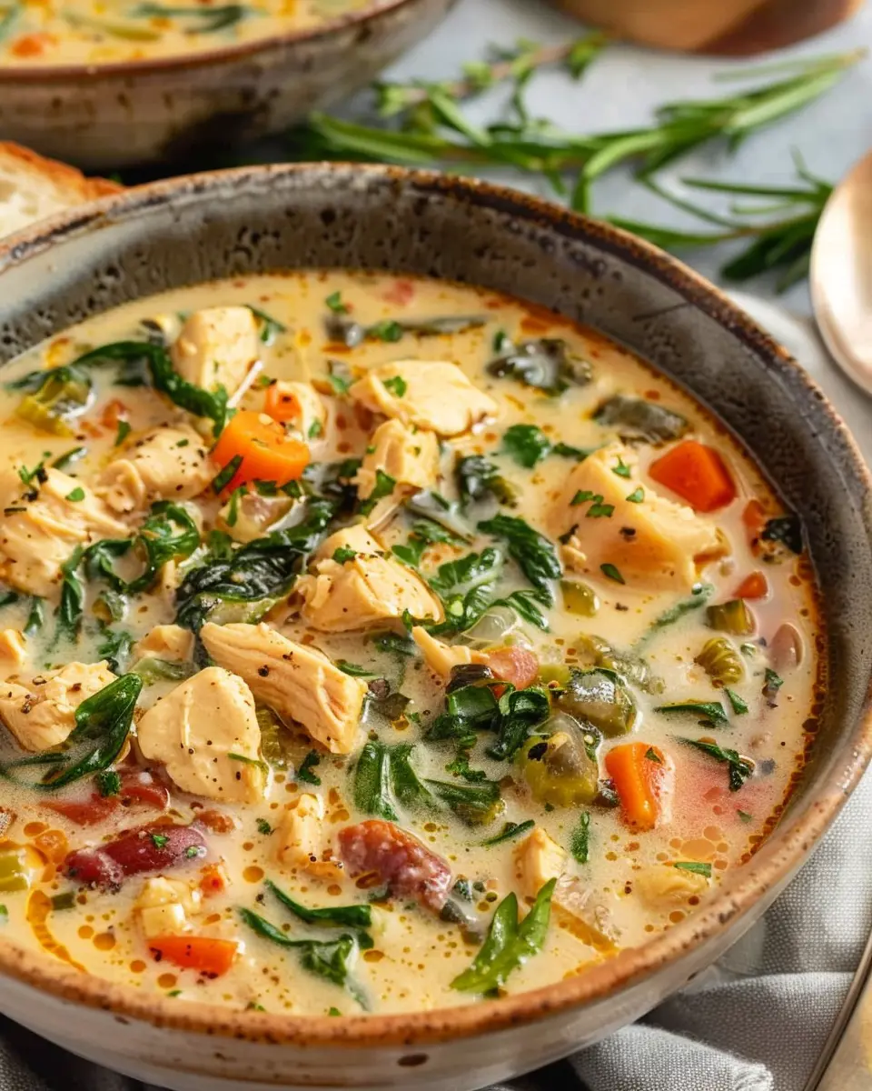Creamy Tuscan Chicken Soup with Turkey Bacon: A Cozy Delight