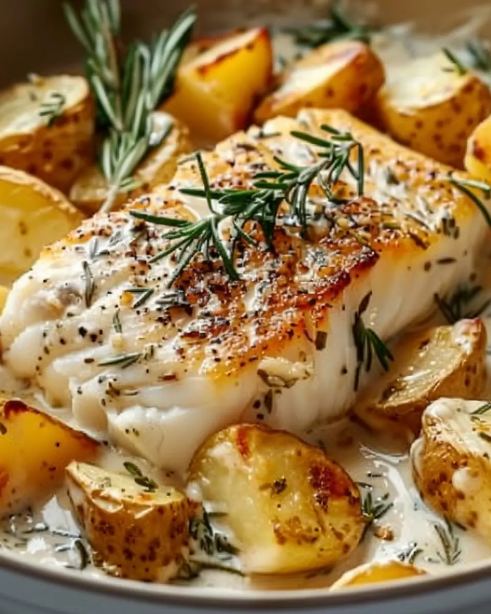 Cod and Potatoes with Rosemary Cream Sauce: A Comforting Delight