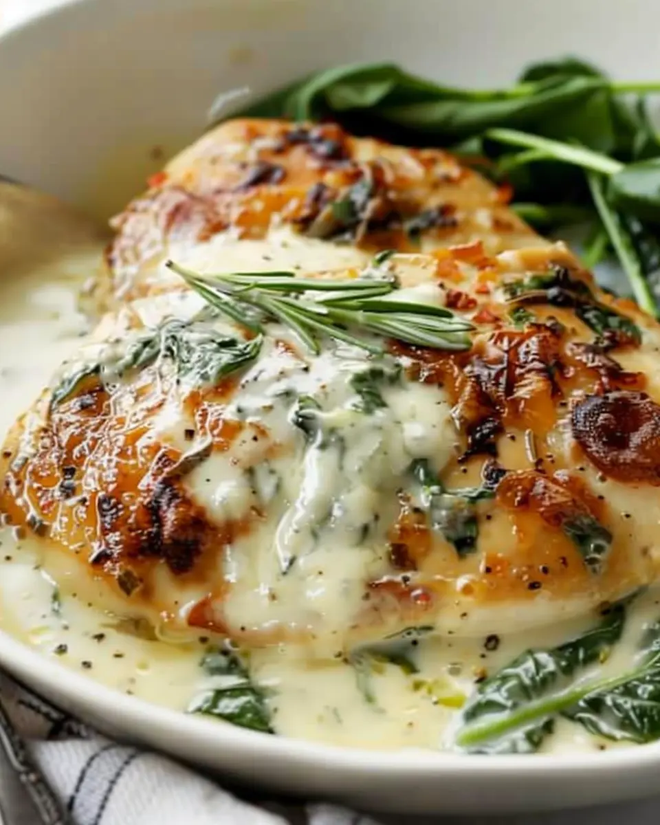 Chicken Florentine: Easy Recipe with Turkey Bacon &amp; Chicken Ham