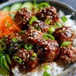 Korean BBQ Meatball Rice Bowls