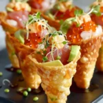 Creative Sushi Wonton Cones