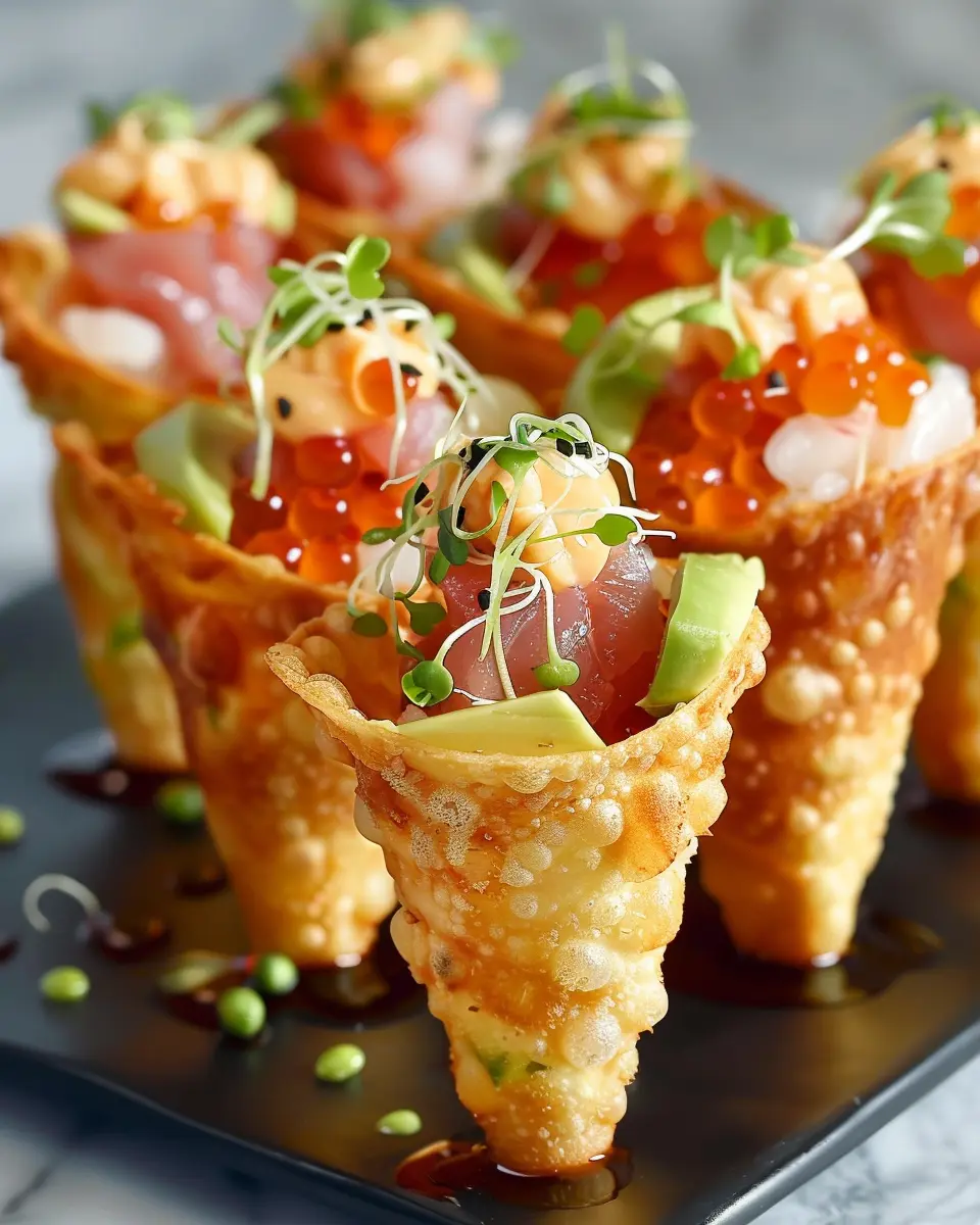 Creative Sushi Wonton Cones: Easy and Flavorful Homemade Delight