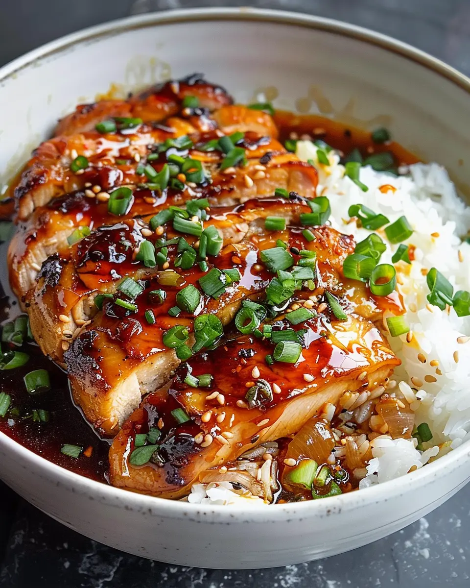Caramelized Soy Chicken in Garlic Ginger Broth with Rice Bliss