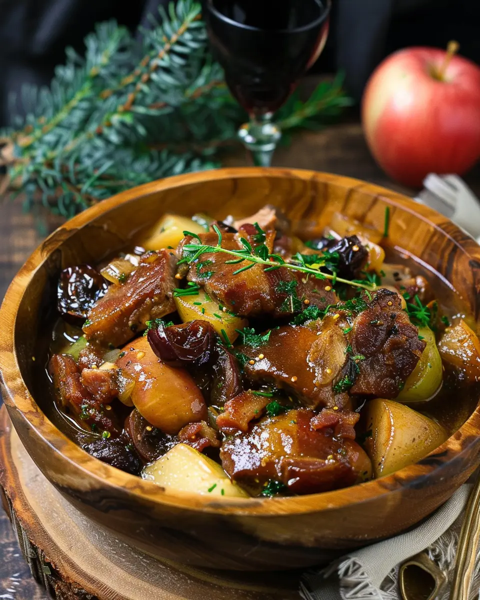 Pork Stew with Turkey Bacon, Apples, and Prunes: A Cozy Delight