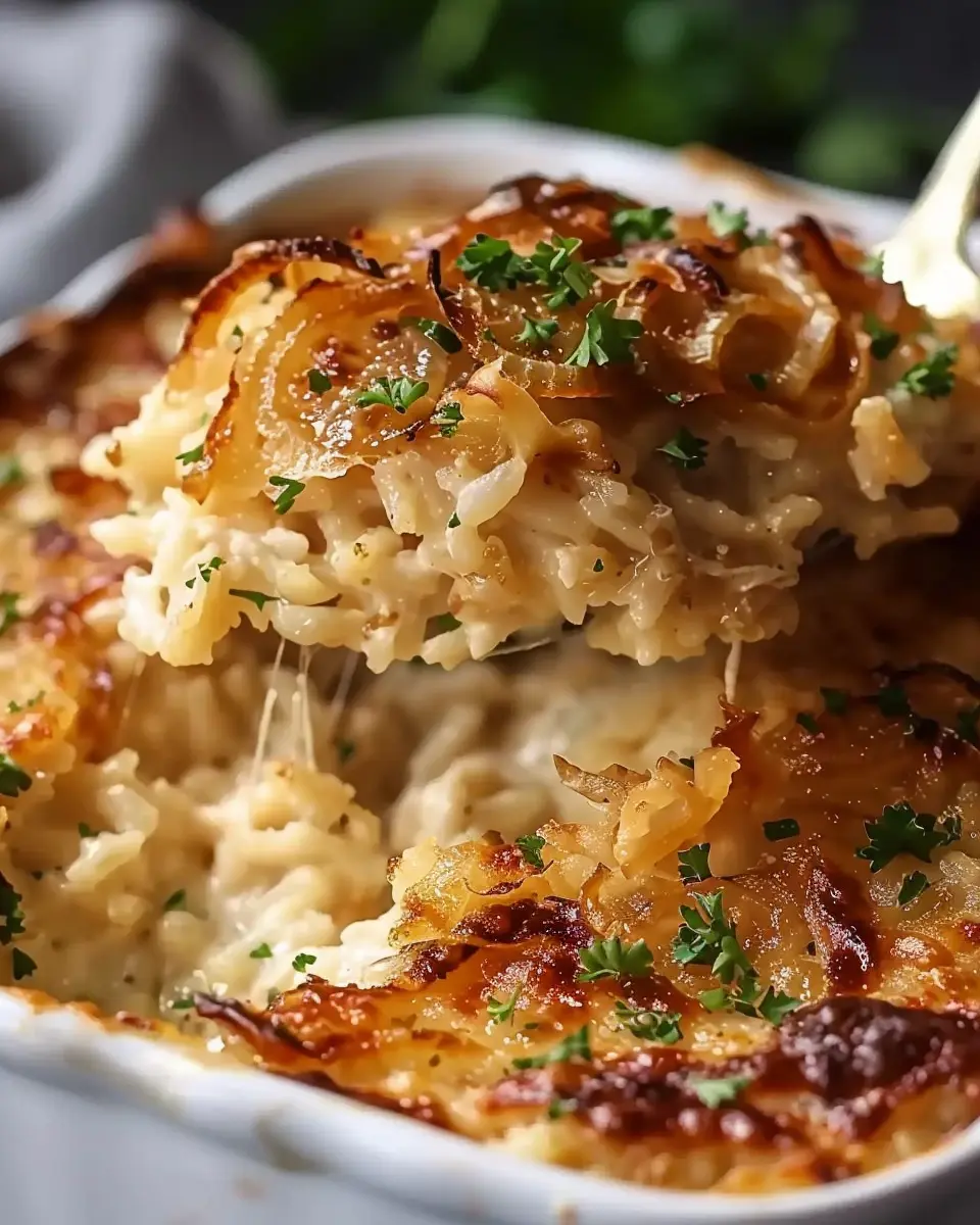 French Onion Chicken Rice Bake: A Cozy Family Favorite Delight
