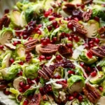 Shaved Brussels Sprout Salad with Pomegranate and Candied Pecans
