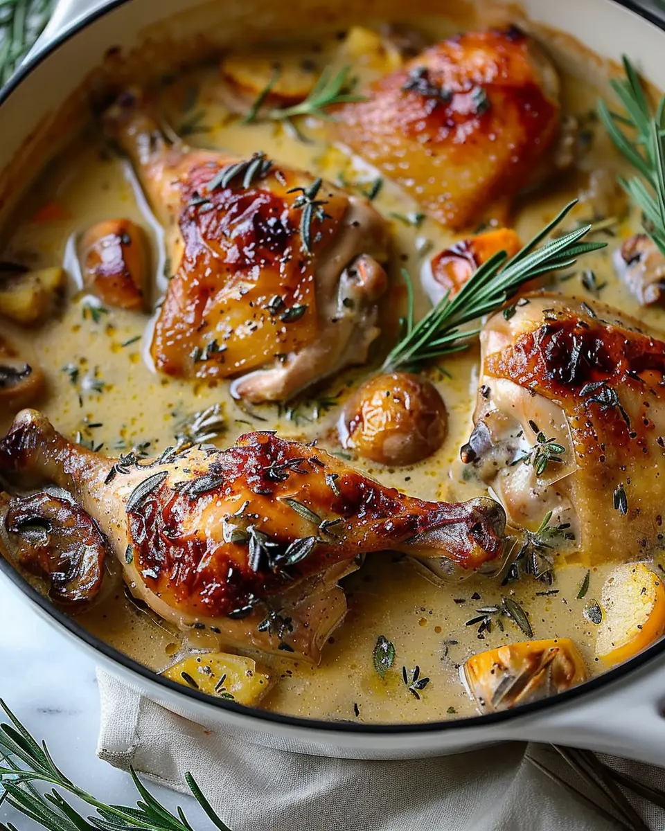 Herb Roasted Chicken with Creamy Garlic Sauce: A Cozy Delight