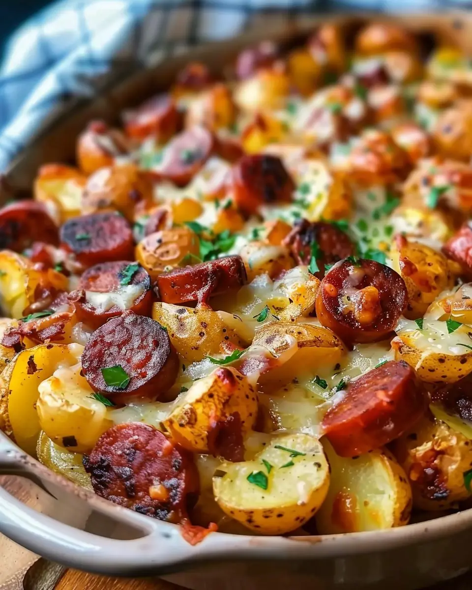 Cheesy Ranch Potatoes: Indulgent Dish with Smoked Sausage and Turkey Bacon