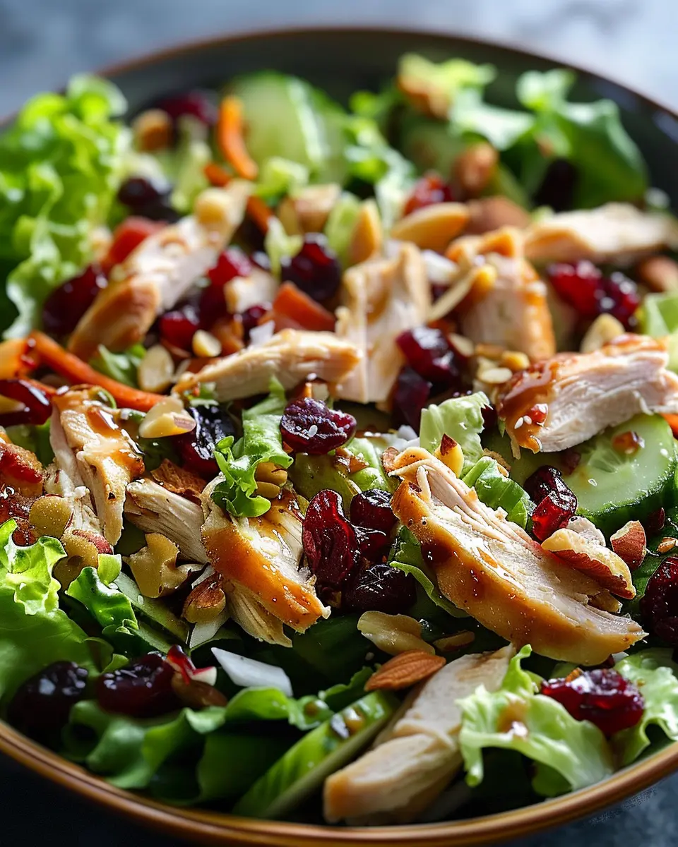 Asian Chicken Cranberry Salad: Easy 15 Min Refreshing Lunch with Turkey Bacon