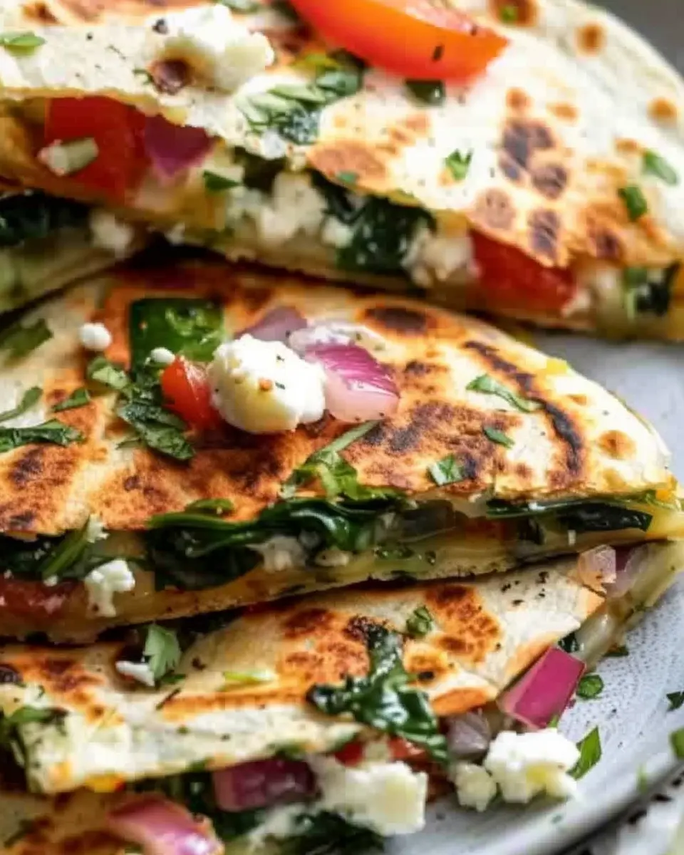 Mediterranean Quesadillas with Spinach: Easy, Cheesy Goodness