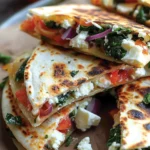 Mediterranean Quesadillas with Spinach, Feta, Mozzarella, and Red Onion