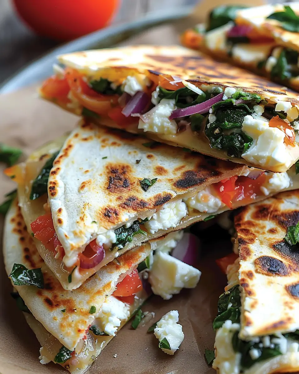 Mediterranean Quesadillas: Easy Spinach, Feta, and Mozzarella Delight