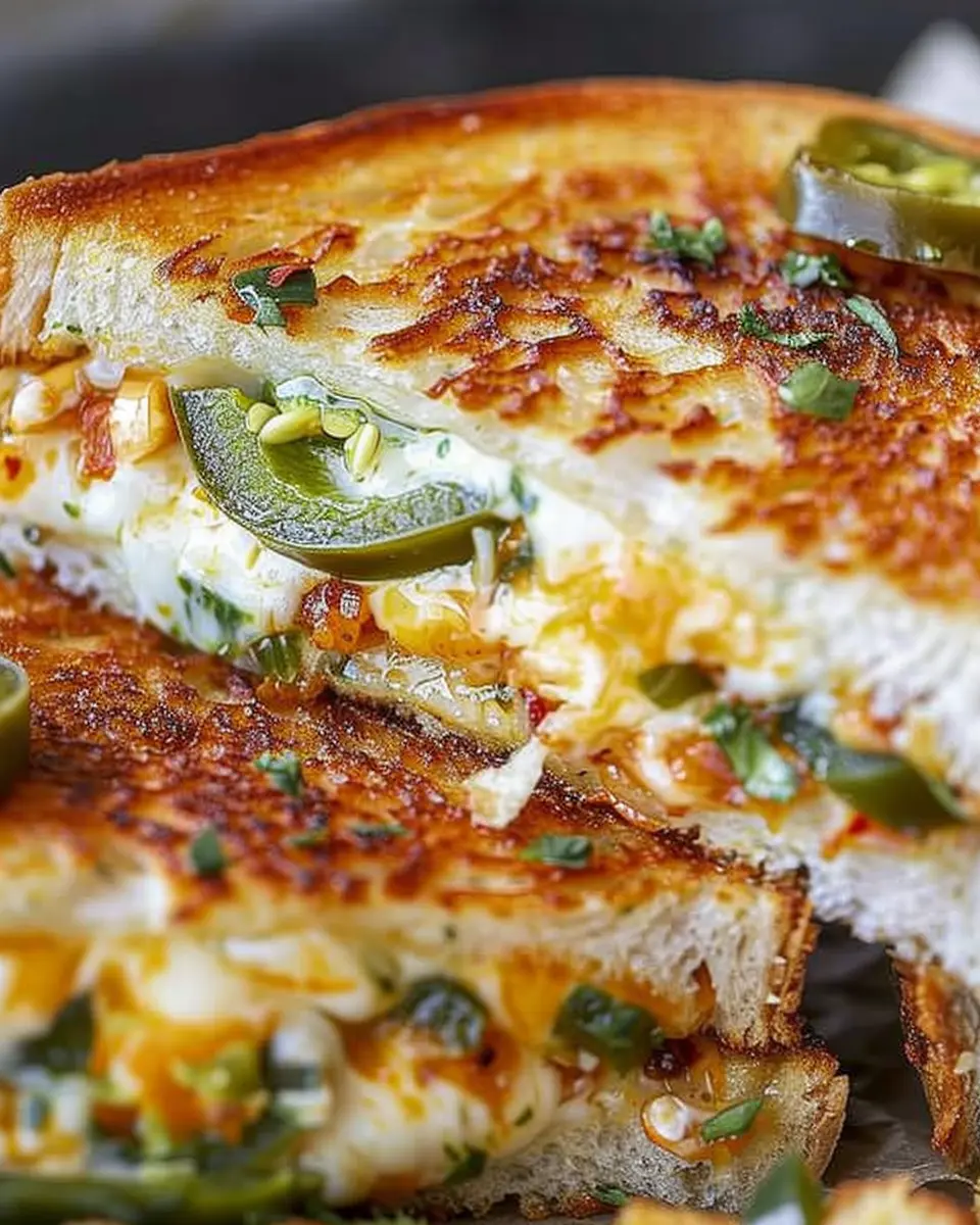 Roasted Jalapeño Popper Grilled Cheese with Turkey Bacon Delight