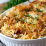 French Onion Chicken Orzo Casserole