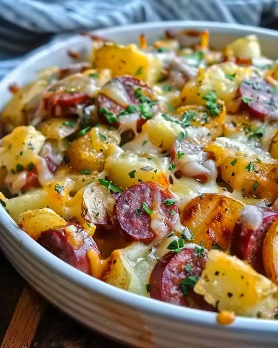 Cheesy Ranch Potatoes with Smoked Sausage for an Indulgent Meal