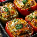 Easy Vegetarian Stuffed Bell Peppers with Rice